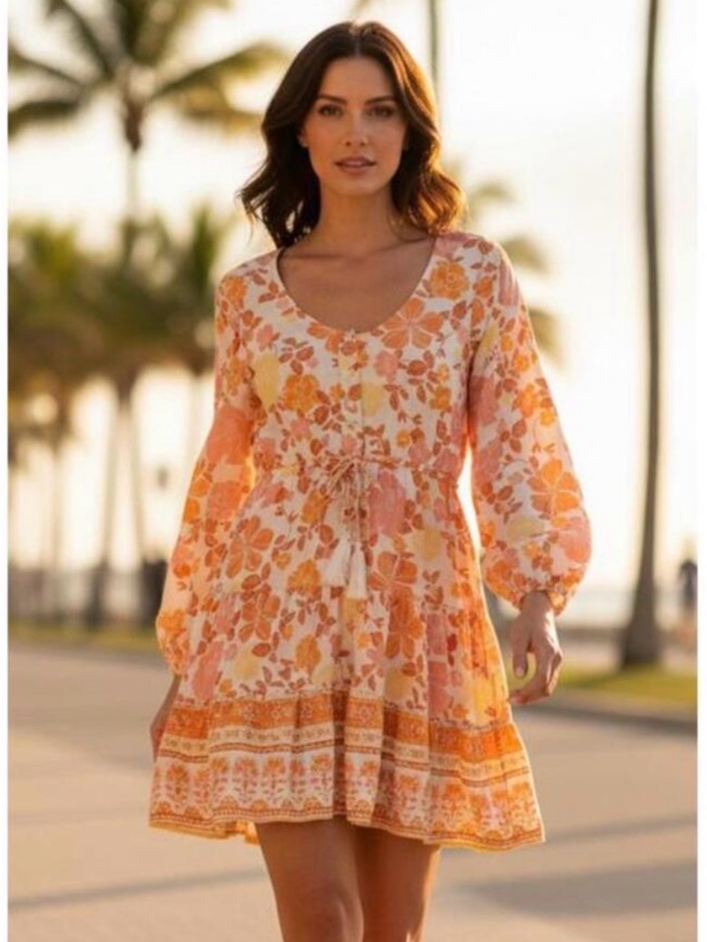 Petal & Pup Orange and Yellow Floral Mini Dress